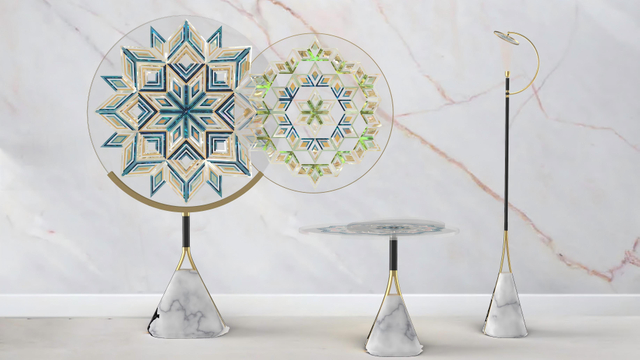 Lanshan Intangible Cultural Heritage Mother-of-pearl lamp combination