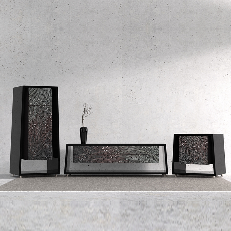 Suspended intangible cultural heritage lacquer combination cabinet
