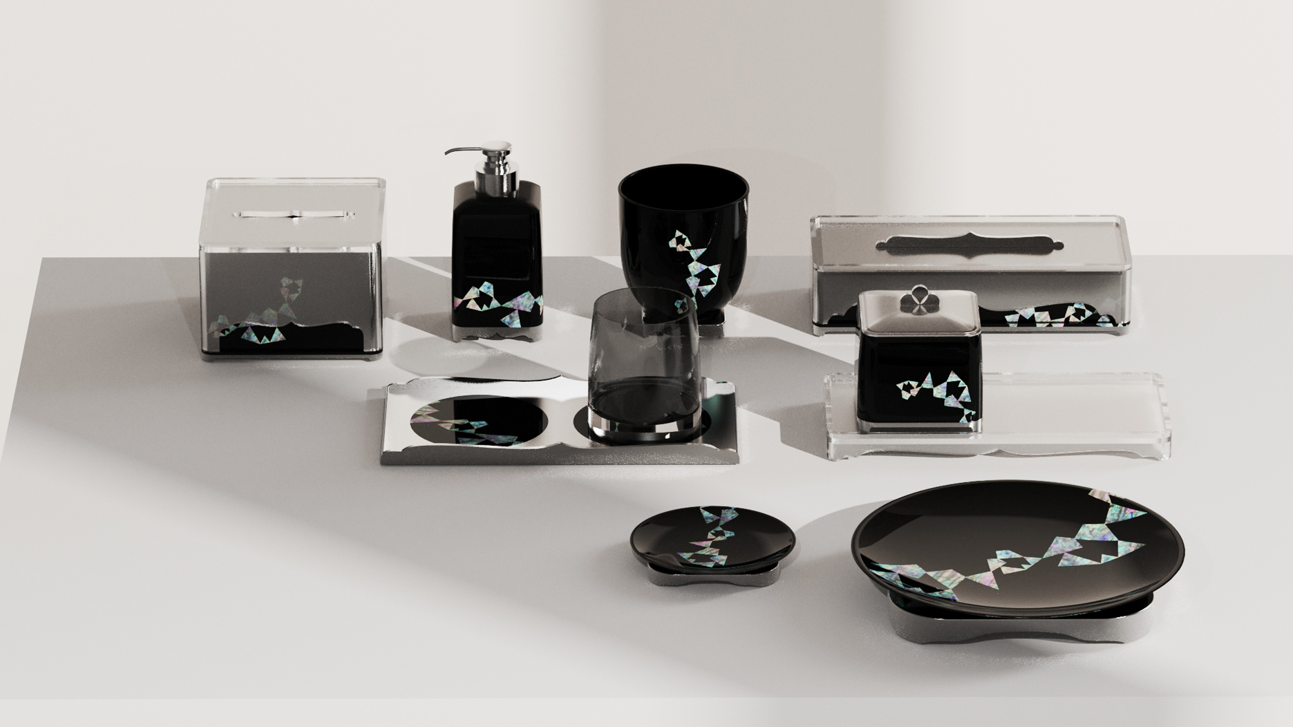 Mo Qiong Yingying Shadow Black Paint Qiong Flower Mother and Petal Pattern