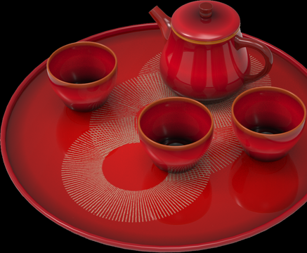 Liuxia lacquer tea set