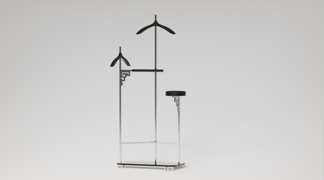 Black walnut crutch pattern clothes rack