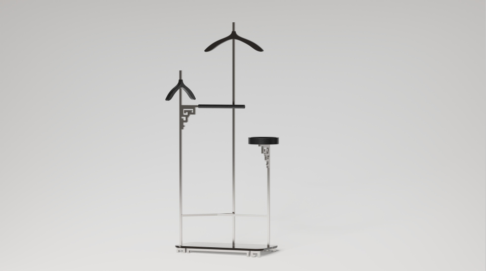 Black walnut crutch pattern clothes rack